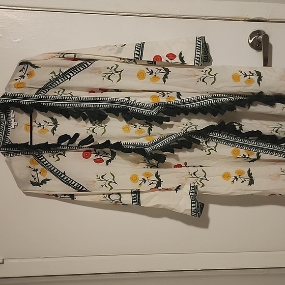 RHODE Floral Embroidered Kimono - White, Yellow, Red, Green - Picture 3 of 5